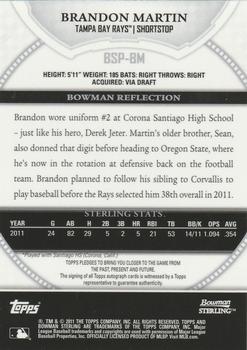 2011 Bowman Sterling - Prospect Autographs #BSP-BM Brandon Martin Back