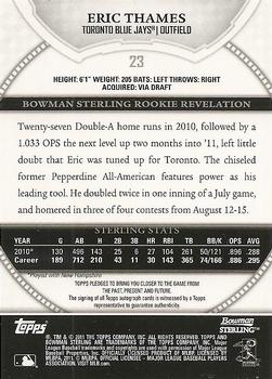 2011 Bowman Sterling - Rookie Autographs #23 Eric Thames Back