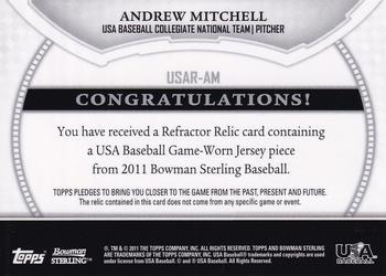 2011 Bowman Sterling - USA Baseball Relics #USAR-AM Andrew Mitchell Back