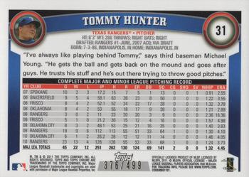 2011 Topps Chrome - Purple Refractors #31 Tommy Hunter Back