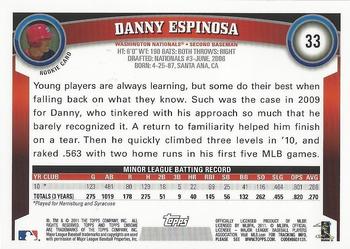 2011 Topps Chrome - Rookie Autographs #33 Danny Espinosa Back