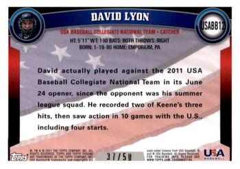 2011 Topps Chrome - USA Baseball Gold Refractors #USABB12 David Lyon Back