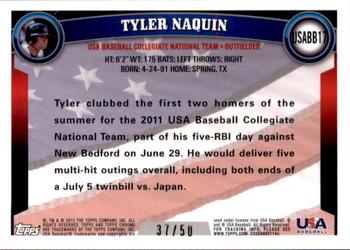 2011 Topps Chrome - USA Baseball Gold Refractors #USABB17 Tyler Naquin Back