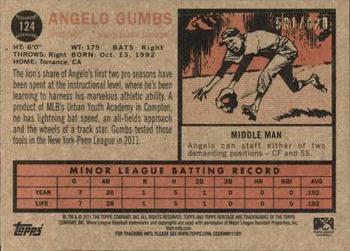 2011 Topps Heritage Minor League - Blue Tint #124 Angelo Gumbs Back