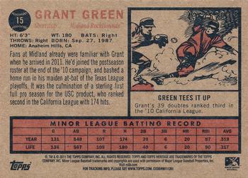 2011 Topps Heritage Minor League - Green Tint #15 Grant Green Back
