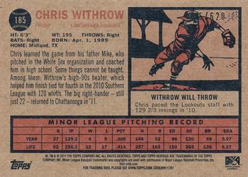 2011 Topps Heritage Minor League - Green Tint #185 Chris Withrow Back