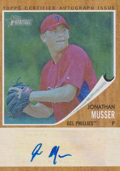 2011 Topps Heritage Minor League - Real One Autographs Blue Tint #RA-JMU Jonathan Musser Front