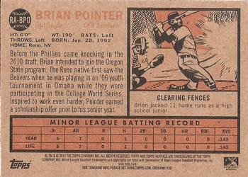 2011 Topps Heritage Minor League - Real One Autographs Red Tint #RA-BPO Brian Pointer Back