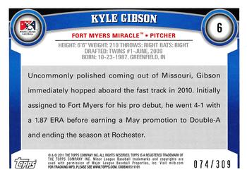 2011 Topps Pro Debut - Blue #6 Kyle Gibson Back