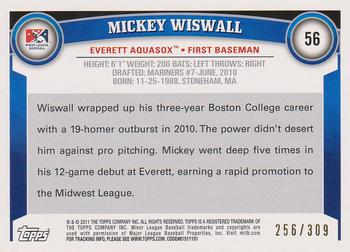 2011 Topps Pro Debut - Blue #56 Mickey Wiswall Back