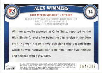 2011 Topps Pro Debut - Blue #74 Alex Wimmers Back