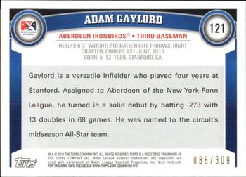 2011 Topps Pro Debut - Blue #121 Adam Gaylord Back