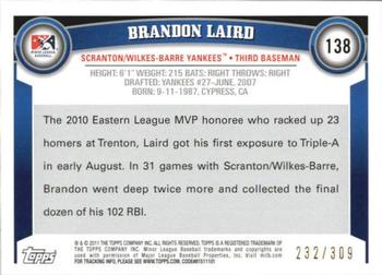 2011 Topps Pro Debut - Blue #138 Brandon Laird Back