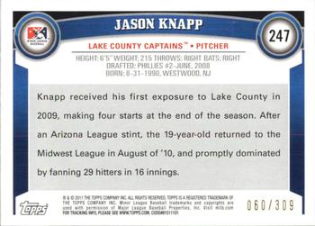 2011 Topps Pro Debut - Blue #247 Jason Knapp Back