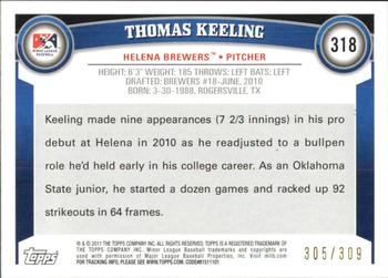 2011 Topps Pro Debut - Blue #318 Thomas Keeling Back