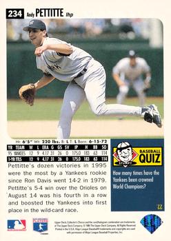 1996 Collector's Choice #234 Andy Pettitte Back