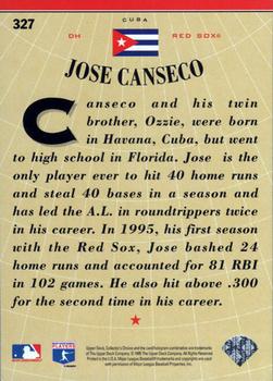 1996 Collector's Choice #327 Jose Canseco Back