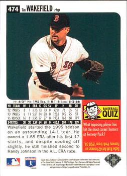 1996 Collector's Choice #474 Tim Wakefield Back