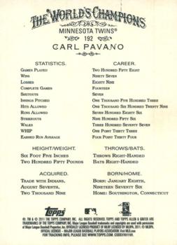 2011 Topps Allen & Ginter - Code Cards #192 Carl Pavano Back
