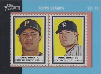 2011 Topps Heritage - Framed Dual Stamps #NNO Jose Tabata / Phil Hughes Front