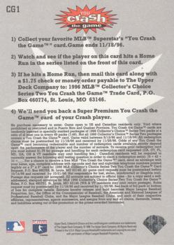 1996 Collector's Choice - You Crash the Game #CG1 Chipper Jones Back