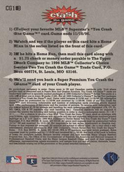 1996 Collector's Choice - You Crash the Game #CG18 Gary Sheffield Back