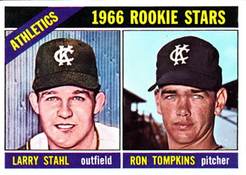 1966 Topps #107 Athletics 1966 Rookie Stars (Larry Stahl / Ron Tompkins) Front