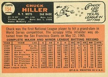 1966 Topps #154 Chuck Hiller Back