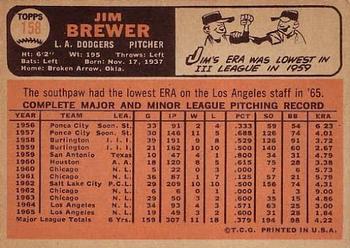 1966 Topps #158 Jim Brewer Back