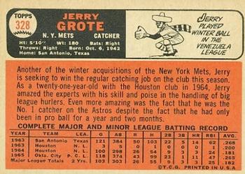 1966 Topps #328 Jerry Grote Back