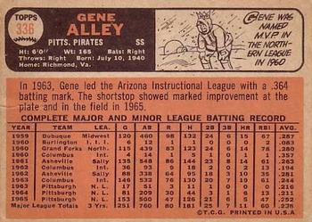 1966 Topps #336 Gene Alley Back