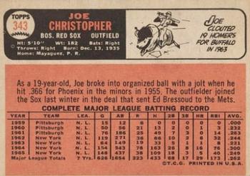 1966 Topps #343 Joe Christopher Back