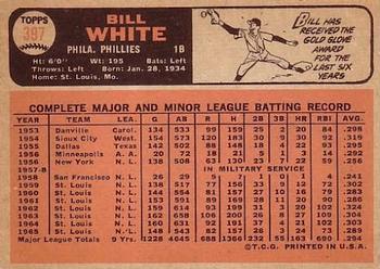 1966 Topps #397 Bill White Back