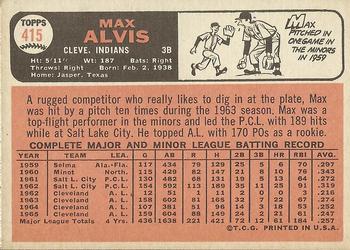 1966 Topps #415 Max Alvis Back