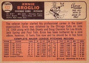 1966 Topps #423 Ernie Broglio Back