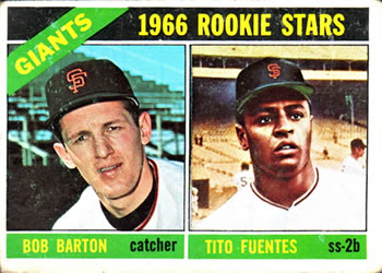 1966 Topps #511 Giants 1966 Rookie Stars (Bob Barton / Tito Fuentes) Front