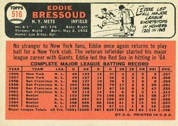 1966 Topps #516 Eddie Bressoud Back