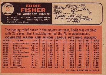 1966 Topps #85 Eddie Fisher Back