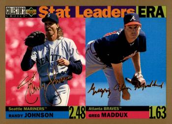1996 Collector's Choice - Gold Signature #8 Randy Johnson / Greg Maddux Front