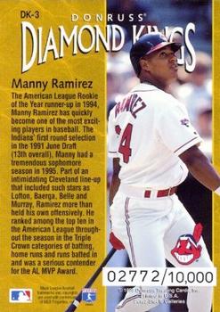 1996 Donruss - Diamond Kings #DK-3 Manny Ramirez Back