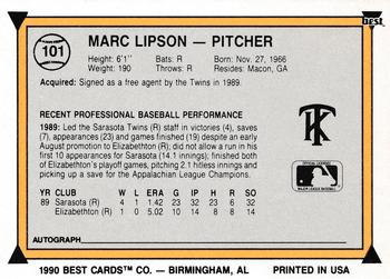 1990 Best #101 Marc Lipson Back