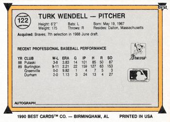1990 Best #122 Turk Wendell Back