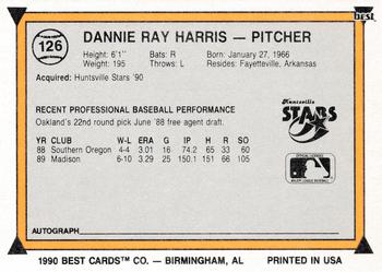 1990 Best #126 Dannie Harris Back