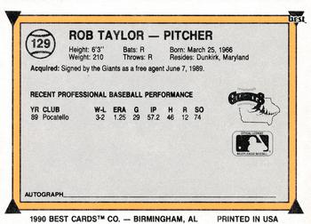 1990 Best #129 Rob Taylor Back