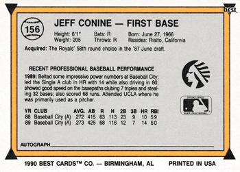 1990 Best #156 Jeff Conine Back