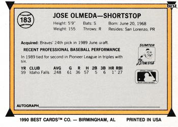 1990 Best #183 Jose Olmeda Back