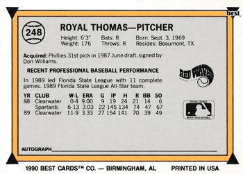 1990 Best #248 Royal Thomas Back