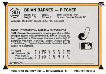 1990 Best #261 Brian Barnes Back
