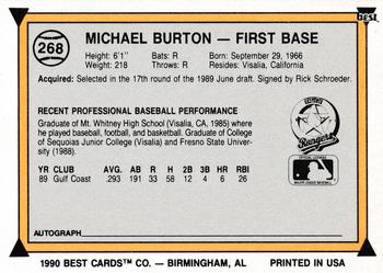 1990 Best #268 Mike Burton Back