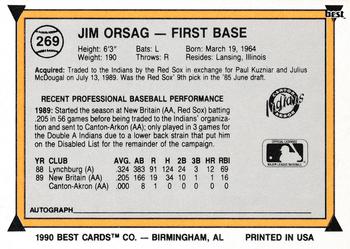 1990 Best #269 Jim Orsag Back